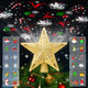 Christmas Tree Topper Lighted with 6 Projection Modes, Christmas Star Tree Topper Built-in Rotating Magic Cool Dynamic Projection, Gold 3D Glitter Tree Topper for Christmas Party Decorations