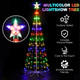 OUSHENG 3 Pack LED Outdoor Christmas Tree Light Show Decorations, Outside Lighted Cone Xmas Decor with Star Toppers for Yard Porch Backyard Patio, 4 Colors, 4ft 5ft 6ft