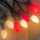 25Ft Red and White Christmas Lights,C7 Christmas String Lights with 27 Red White Ceramic Bulbs(2 Spare), Vintage Incandescent Christmas Lights for Outdoor Holiday Xmas Roofline Wedding Party