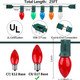 C9 Multicolor Christmas Lights - Waterproof Outdoor and Indoor Christmas Tree Lights UL with 25 Lights with 1 Extra Bulb, E17 Base, Green Wire for Christmas Decoration