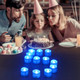 PChero Blue LED Tea Lights Candles with Timer, 12pcs Flameless Flickering Battery Opearted Blue Votive Tealights for Birthday Wedding Party Christmas Valentine Halloween Decor