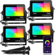 LED Flood Light Outdoor with Stake, Halloween RGB Floodlights DIY Color Changing Stage Party Lights, Bluetooth Smart Landscape Lighting by App Control- Timing-20 Modes for Garden Yard, 4 Packs