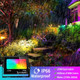 LED Flood Light Outdoor with Stake, Halloween RGB Floodlights DIY Color Changing Stage Party Lights, Bluetooth Smart Landscape Lighting by App Control- Timing-20 Modes for Garden Yard, 4 Packs