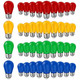 48 Pcs Christmas Colored LED String Light Bulbs Plastic Waterproof S14 Replacement Bulbs E26 Base 1 Watt LED Bulb for Indoor Outdoor String Lights Christmas Decoration(Multicolor)