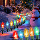 C9 Christmas Pathway Lights Outdoor 30.75 FT Sidewalk Lights with Marker Stakes, 24 Connectable Waterproof Walkway Christmas Lights for Outdoor, Christmas Yard Decorations, Multicolored, 2 Packs