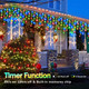 52 FT Christmas Lights Outdoor Decorations 480 LED 8 Lighting Modes with Timer Memory Waterproof Fairy String Light with 90 Drops Christmas Light for Party Holiday Wedding Decor Multicolor