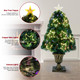 3Ft Fiber Optic Artificial Christmas Tree with Lighted Copper Wire Stars and Tree Topper, Potted Pre-lit Christmas Tree for Entrance Proch Yard Front Door