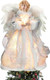 Angel Tree Topper, 12.6In Angel Figurines Treetop Led Christmas Tree Top Ornament Fabric Light Up Angel Decorations for Home Party Decorations (Silver-Warm Light)