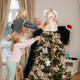 Angel Tree Topper, 12.6In Angel Figurines Treetop Led Christmas Tree Top Ornament Fabric Light Up Angel Decorations for Home Party Decorations (Silver-Warm Light)