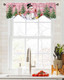 Christmas Pink Tie Up Window Valances for Kitchen Cute Snowman Rod Pocket Curtain Valances Christmas Tree Snowflake Short Topper for Small Windows Valance Curtains for Bedroom Living Room 42" x 18"