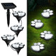 Animal Paw Print Solar Lights Outdoor Garden Decor, 4 Pack Paw Print Lights with Cord, IP55 Waterproof Yard Pathway Decor Light, Cold White Color Lights, Home Birthday Christmas