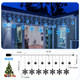 Retisee 34.45 ft Christmas Snowflake Lights, LED Lights Outdoor with Drops, 8 Modes, Ip44 Waterproof Christmas Lights for Curtain Eaves Window Indoor Outdoor Xmas Decorations (Blue)