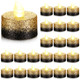 Retisee 48 Pcs Flameless LED Tea Lights Gold Black Glitter Electric Fake Candles for Centerpieces Battery Operated Anniversary Decorations Romantic Winter Decor for Wedding Festival Christmas Birthday