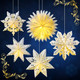 Riakrum 5 Pcs Christmas Snowflake Paper Lantern with 7 Light Star Paper Lantern Paper Lamp Frozen Party Hanging Decoration for Christmas Weddings Christmas Trees Birthday Holiday Celebration