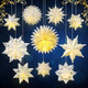 Riakrum 10 Pcs Snowflake Paper Lantern Paper Star Lantern with 14 LED Light Paper Lamp Frozen Party Hanging Decoration for Christmas Weddings Year Birthday Holiday Celebration, White