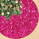Hot Pink Christmas Tree Skirt 46 Inch Large Sequins Tree Skirt Velvet Embroidered Tree Skirt Fuchsia Tree Blanket Skirts Bling Christmas Tree Cover for Family Party Halloween Decoration