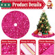 Hot Pink Christmas Tree Skirt 46 Inch Large Sequins Tree Skirt Velvet Embroidered Tree Skirt Fuchsia Tree Blanket Skirts Bling Christmas Tree Cover for Family Party Halloween Decoration