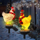 2 Pack Christmas Chicken Solar Light Christmas Stake Light for Outside Waterproof Chicken Statue Solar Light for Winter Home Patio Garden Yard Lawn Pathway Walkway Xmas Outdoor Decoration