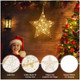 Hanging Outdoor Christmas Star Light, Battery Operated LED Porch Light with Beads, Xmas Warm White Lantern Star Hanging Lamp for Indoor Outdoor Holiday Decorative Ornament, Gold