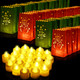 Sabary 50 Set Christmas Luminary Bags with Flameless Candles LED Tea Lights Paper Xmas Luminaries Bags Outdoor Red and Green with Tree, Snowman, Gnome Design for Christmas Party (Snowman)