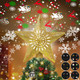 Samyoung Christmas Tree Topper Lighted with 6 Projection Modes Star Tree Topper Built-in LED Rotating 3D Lighted Glitter Star Decorations Projector Tree Topper for Christmas Tree