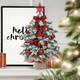 Sggvecsy 23.6’’ Mini Snow Frosted Christmas Tree Table Top Lighted Artificial Xmas Tree Star Treetop Glitter Balls Red Deer Red Bows Red Berries Hanging Ornaments DIY Holiday Indoor Decorations
