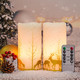 2Pack Christmas LED Flickering Flameless Candles, Battery Operated Wax Candles with Timer Remote, Flameless Pillar Candles with Forest Deer Decal for Home Decorations Christmas s [Gold, 3"X6"]