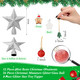 38 Pieces Mini Christmas Tree Skirt Mini Christmas Tree Set Mini Christmas Ball Ornaments Multicolor Glitter Ball Ornaments Mini Resin Christmas Ornaments for Miniature Xmas Tree Decor (Silver Star)