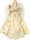 Slideep Christmas Angel Tree Topper with Luxury Gold Dress Ruffle Christmas Treetop for Xmas Holiday Ornament 15.7 Inch