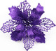 12 Pack Christmas Glitter Poinsettia Flowers Artificial Flower Christmas Tree Decorations and Ornaments, 6.2"/16cm Diameter (Purple)
