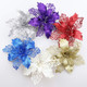 12 Pack Christmas Glitter Poinsettia Flowers Artificial Flower Christmas Tree Decorations and Ornaments, 6.2"/16cm Diameter (Purple)