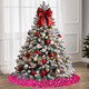 Hot Pink Christmas Tree Skirt Pencil 21 Inches Sequin Tree Skirt for Small Artificial Trees Velvet Christmas Tree Carpet Mat Embroidered Tree Skirts Fuchsia for All Season Festive Decorations