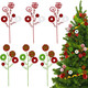 6 Pcs Christmas Tree Picks Candy and Lollipop Pick for Holiday Christmas Tree Decoration Striped Glitter Ornament for Xmas Tree Topper Party Decorations