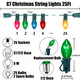 C7 Multicolor Christmas Lights Vintage Christmas Tree Lights Indoor Outdoor, 25 Feet Clear Colorful Christmas Lights with 25Pcs E12 Base Bulbs For Christmas Decorations for Home Yard Porch Stair