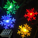 Solar Snowflake String Lights 20ft 30 LEDs Waterproof 8 Modes Solar Powered String Fairy Lights Christmas Lights Patio Lights Indoor Outdoor Lighting for Patio Holiday Party Gar