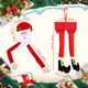 2 Pieces Large Christmas Tree Topper Santa Tree Topper in Red Hat and Long Arms Hugging Santa Clause Decorations Christmas Santa Leg Decoration Xmas Trees Ornament for Christmas Party Decor