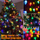 50 LED C7 Christmas Lights,24Ft C7 Christmas Lights Battery Operated C7 Christmas String Lights Remote Timer 8 Lighting Modes for Indoor Outdoor Xmas Tree Garden Patio Party Christmas Decorations