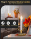 SURAIELEC 6 Pack Plug-in Window Candles, Dusk-to-Dawn Window Lights with Gold Candle Holders, Flameless Candlesticks for Christmas Window, Mantel, Dining Table, Gloss Gold, UL Listed