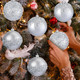 Syhood 12 Pieces Glitter Christmas Ball Ornaments Rhinestone Sequin Christmas Ball Decorations Hanging Plastic Balls for Xmas Trees Wedding Party Holiday Decorations (Silver,3.15 Inch)