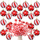 Syhood 74 Pcs Candy Cane Ornaments for Christmas Tree, Candy Christmas Curly Pick Ball Ornaments Red and White Christmas Decorations for Xmas Tree Topper Decor Home Office Crafts Party Ornaments