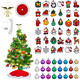 Syhood 63 Pcs Mini Christmas Tree Ornaments Set Mini Christmas Tree Decoration Gadget Small Tree Skirt Christmas Tree Star Topper Miniature Christmas Hanging Ornament with Light for Holiday Xmas Tree