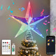 Christmas Tree Topper, 11.45" RGB 10 LED Lighted Xmas Star Tree Toppers Decorations Music Sync, Smart Multicolor Night Light Topper Stars Tree Holiday Decor W/Remote Control USB Plug in/Wire 16.4ft