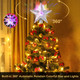 Christmas Tree Topper Star: Xmas Tree Topper Lighted with Automatic Rotating Multicolor 3D Magical Glitter Star Tree Toppers Lights for Home Office Xmas Holiday Decor - Silver