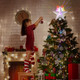 Christmas Tree Topper Star: Xmas Tree Topper Lighted with Automatic Rotating Multicolor 3D Magical Glitter Star Tree Toppers Lights for Home Office Xmas Holiday Decor - Silver