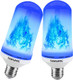 Texsens LED Blue Flame Effect Light Bulbs - 4 Modes Flickering Fire Flame with Upside-down Effect, Simulated Decorative Lights Vintage Flaming Lamp for Halloween/Christmas Decoration/Party/Bar- 2 Pack
