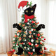 TICIAGA Black Cat Christmas Tree Topper - 20Pcs Large Size Black Cat Tree Topper with Santa Hat for Xmas Decoration Tree Decor with Head Arms and Legs for Christmas Indoor Outdoor Home Decor