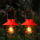 2 Pack Solar Lights Lantern Lamp with Shepherd Hook, Christmas Outdoor Decor, Solar Lantern,Metal Waterproof Edison Bulb Lights , Outdoor Garden Decorations Lights for Yard and Pathway (Red)