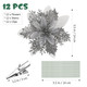 Christmas Glitter Poinsettia Xmas Artificial Flowers Decorations with Clips and Stems Glitter Christmas Tree Fake Flowers for Christmas Wreath Door Garland Xmas Tree Wedding Year