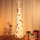 5 Ft Pop Up Christmas Tree with Timer Dual Color Change 8 Mode, 1 Minute Christmas Tree 50 Warm White & Colorful Light 3D Star 25 Ball Ornament Battery Operated Slim Tinsel White Xmas Tree Indoor