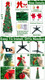TURNMEON 5 Ft Pop Up Tinsel Christmas Tree DIY Ornaments Warm White & Colorful Change Lights Green Pencil Slim Tree Christmas Balls Bow Flower Timer Battery Operated Holiday Christmas Decoration